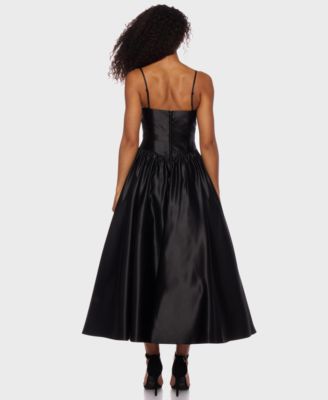 Juniors' Satin Corset Fit & Flare Dress