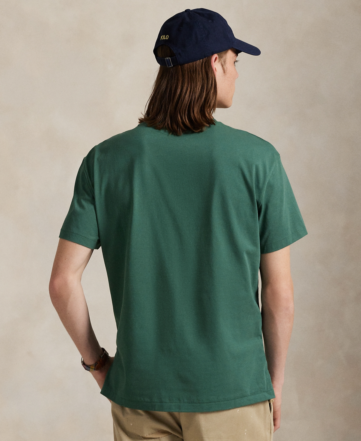 Polo Ralph Lauren Green Crewneck T-shirt With Logo Lettering On The Fornt And Pony Embroidery On The Front