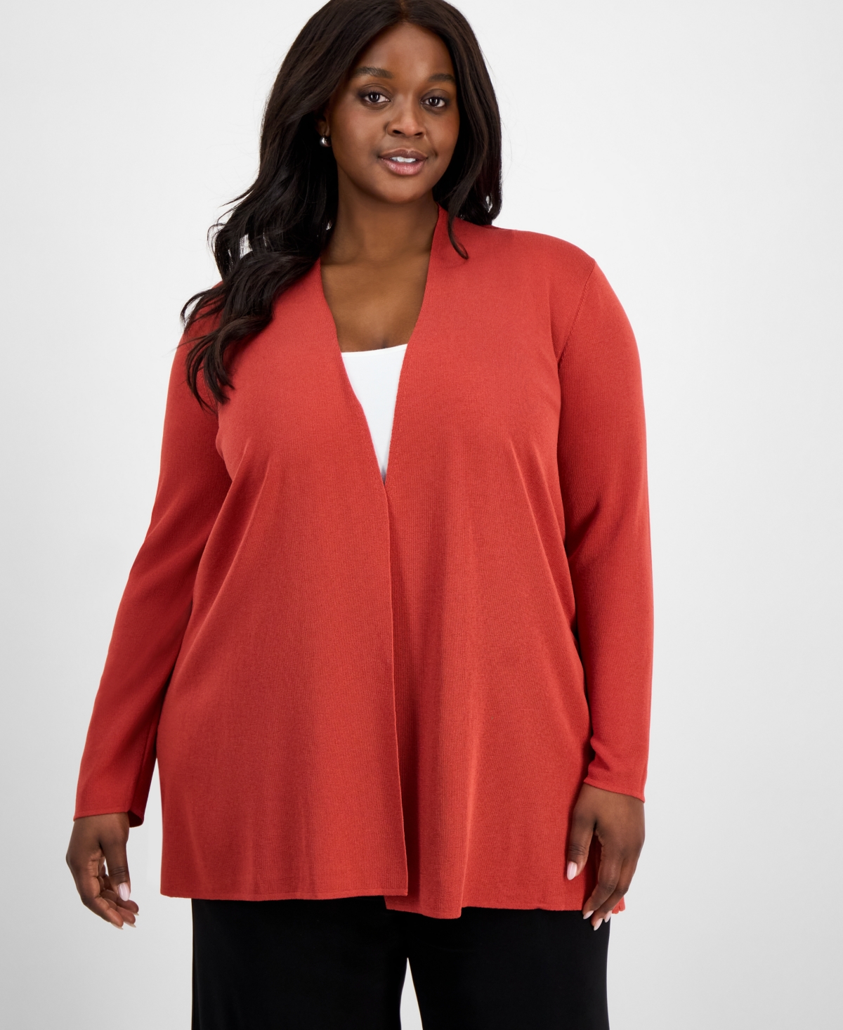 Anne Klein Plus Size Napa Open-front Cardigan