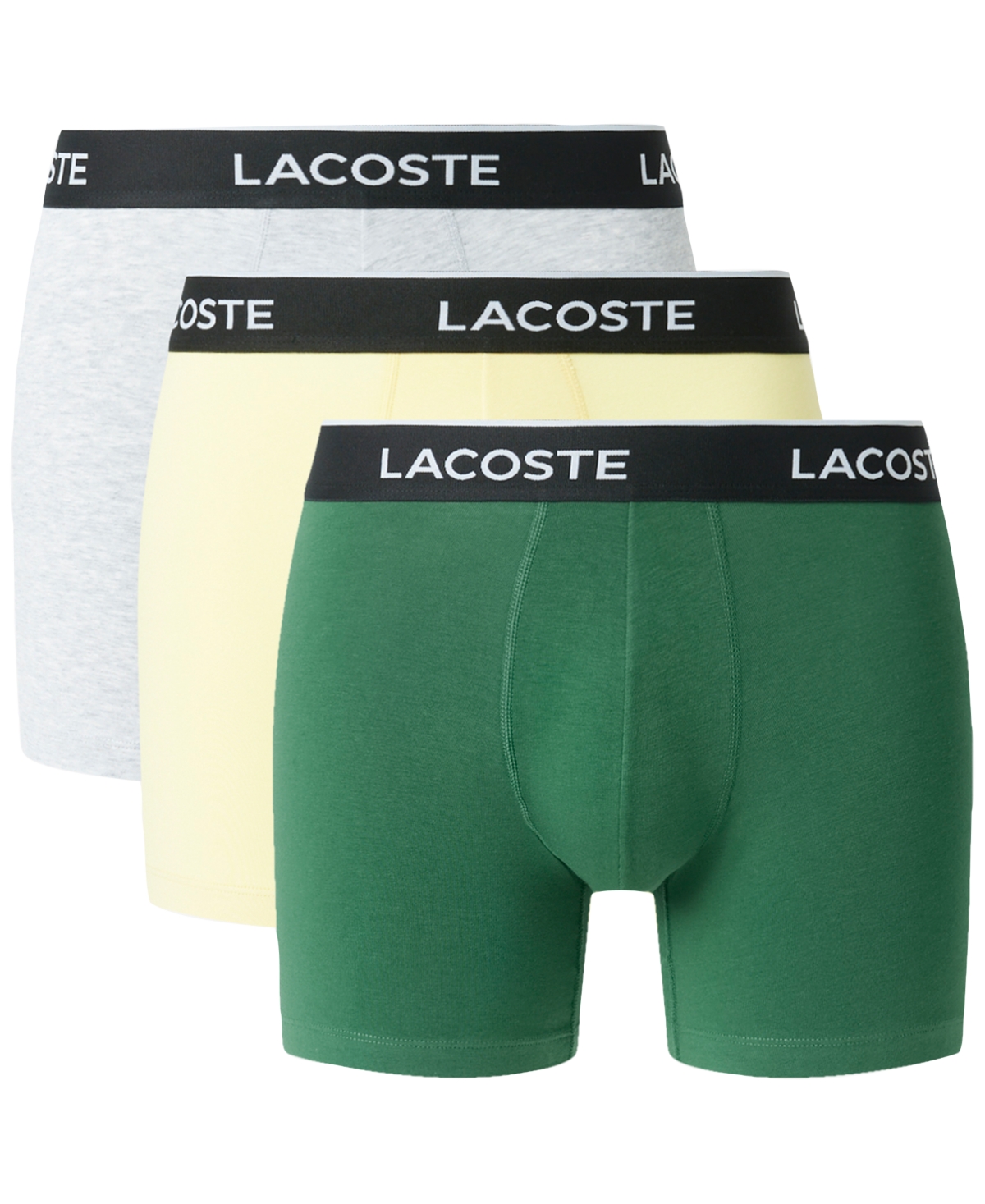 Men's 3-Pk. Regular-Fit Logo Waistband 5" Boxer Briefs - Green/yellow/silver