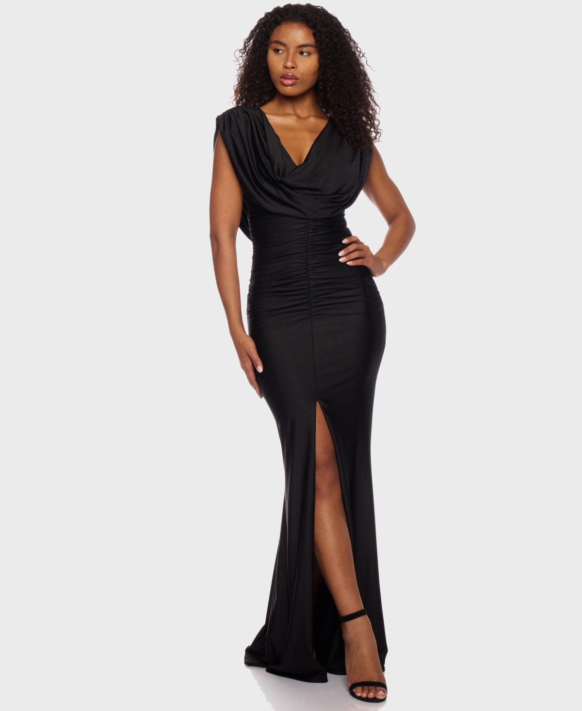 Alex & Sophia Juniors' Cowlneck Ruched Maxi Dress
