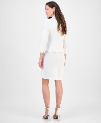 Women's Shawl-Collar Jacket & Sleeveless Dress Suit Set, Regular & Petite 