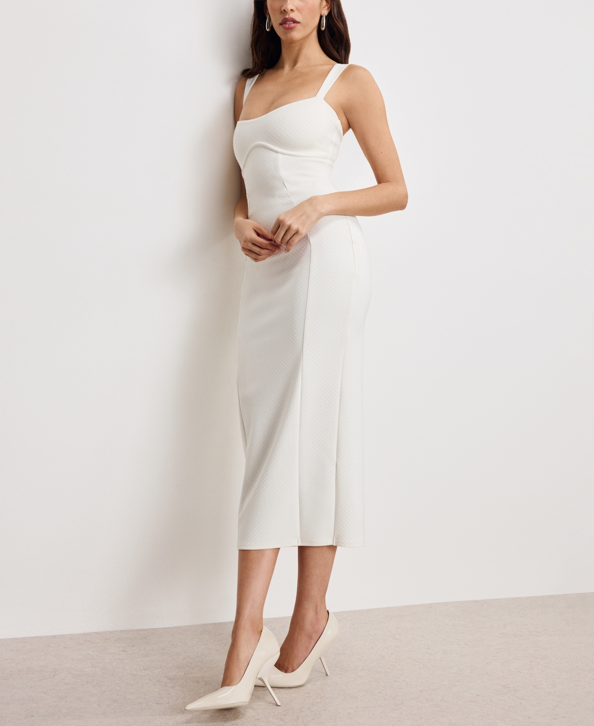 GOOD AMERICAN WOMEN'S CRYSTAL SWEETHEART MIDI DRESS 