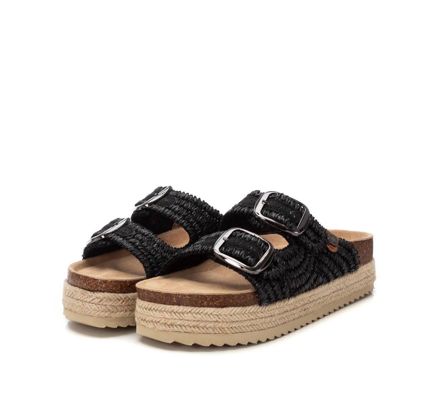 Женские сандалии XTI Jute Wrapped Platform Cork Footbed Sandals Refresh Collection, цвет: Чёрный — фото 5