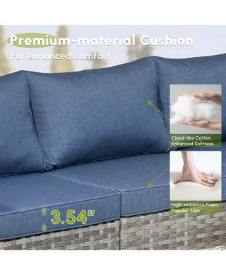 Patio Furniture Set,6 Piece Outdoor Sectional Sofa Couch Set,Patio Conversation Set with Modular Wicker Chairs,Widened Armrest,Side Table,Orange Red