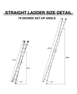 15 ft. Reach Hight Aluminum Multi-Position Ladder with Wheels, 300 lbs. Weight Rating, Step Stools