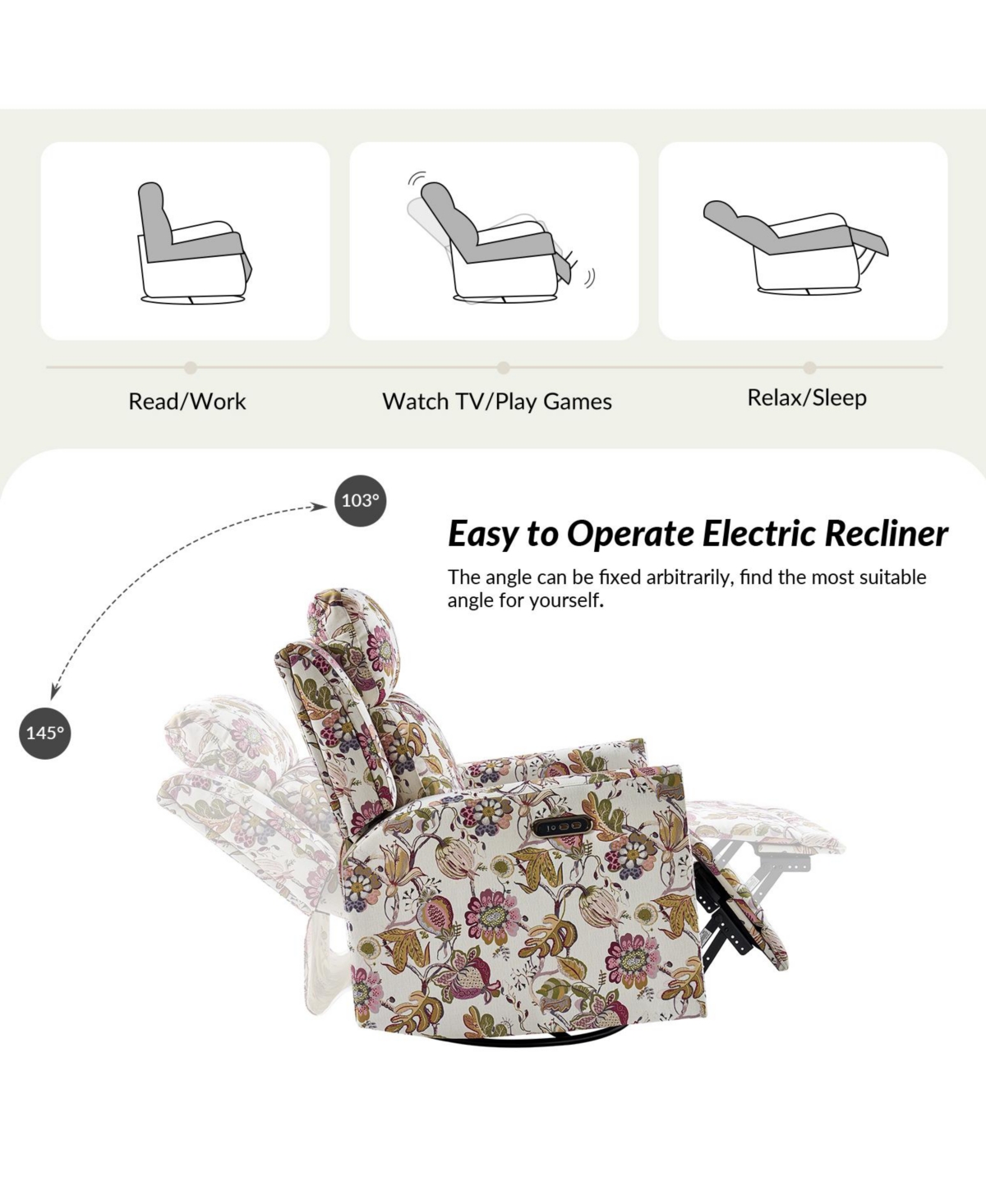 Alfons Swivel And Rocker Power Recliner With Headrest