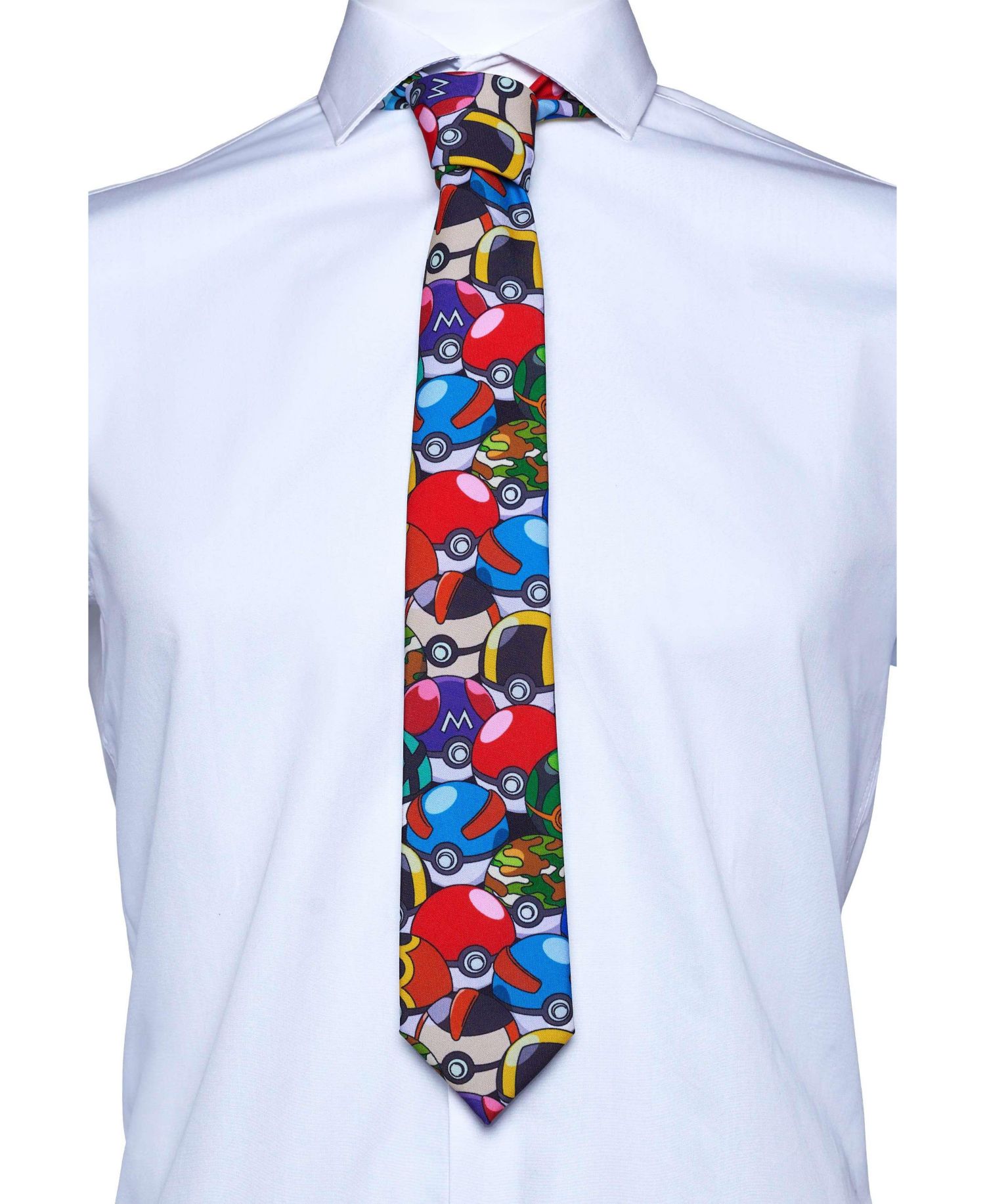 Men's Pokemon Tie - Pokeball Necktie - Formal And Casual - Including 1 Tie - Multicolor
