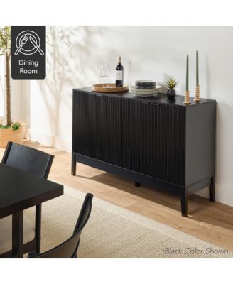 4-Door Reeded Storage Cabinet w/ Soft-Close Doors, Multipurpose Accent Furniture