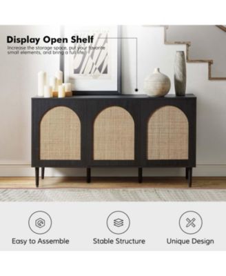 Ulysses Modern 56”Wide Sideboard with 3 Doors and Solid Wood Legs