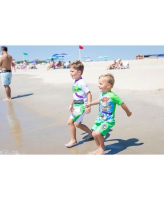 Boys Pullover Rash Guard and Swim Trunks Outfit Set