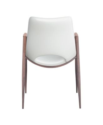 Set of 2 Upholstered Faux Leather Dining Chairs with Armrests and Open Back