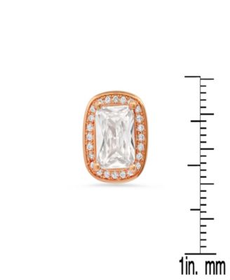 Women's 18K Rose Gold Plated Brass Simulated Emerald Cut Diamonds Stud Earrings