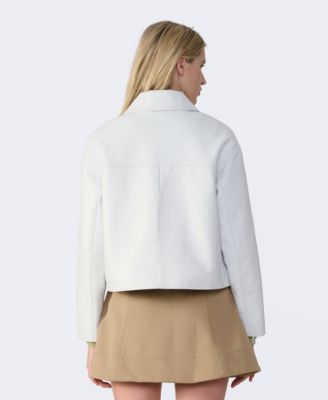 Women's Cropped Leather Jacket, Created for Macy's