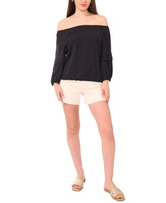 Women's Off-The-Shoulder Pleated-Sleeve Top