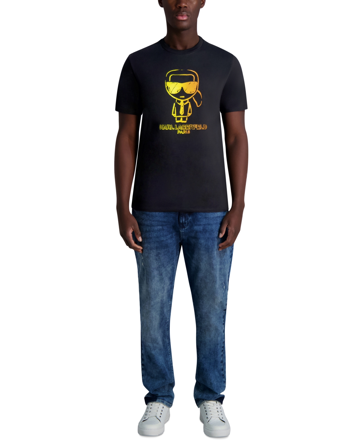Karl Lagerfeld Men's Outline Character Logo Graphic T-shirt