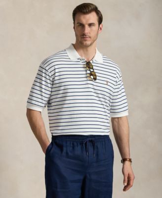 Men's Big & Tall Striped Soft Cotton Polo Shirt