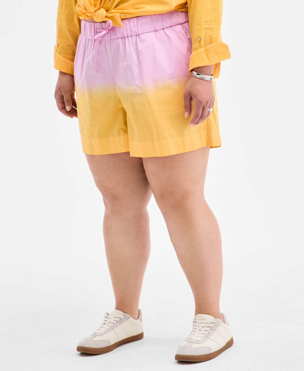 On 34th Trendy Plus Size Ombre Drawstring Shorts, Exclusively At Macy's