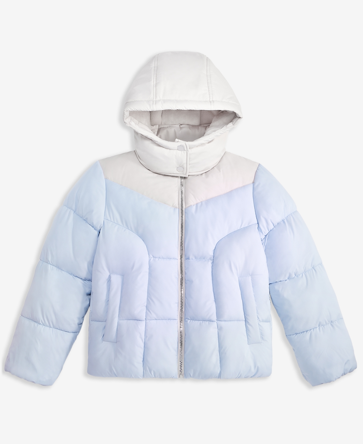 Sam Edelman Big Girls Contrast Yoke Puffer Jacket In Blue