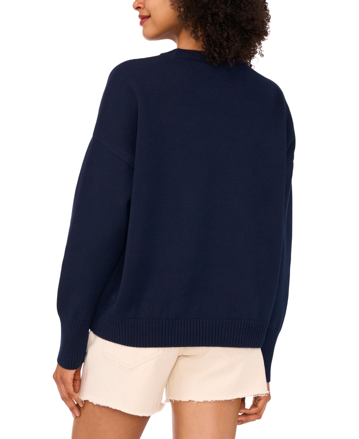 VINCE CAMUTO WOMEN'S COTTON LOBSTER CREWNECK SWEATER 