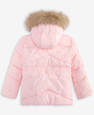 Toddler and Little Girls Foil Quilt Puffer Jacket