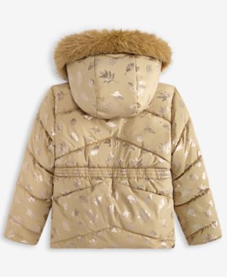 Toddler and Little Girls Foil Quilt Puffer coat