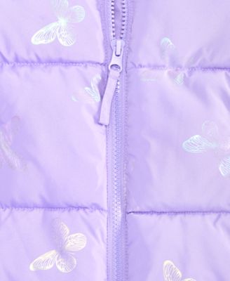 Toddler and Little Girls Foil Bubble Jacket