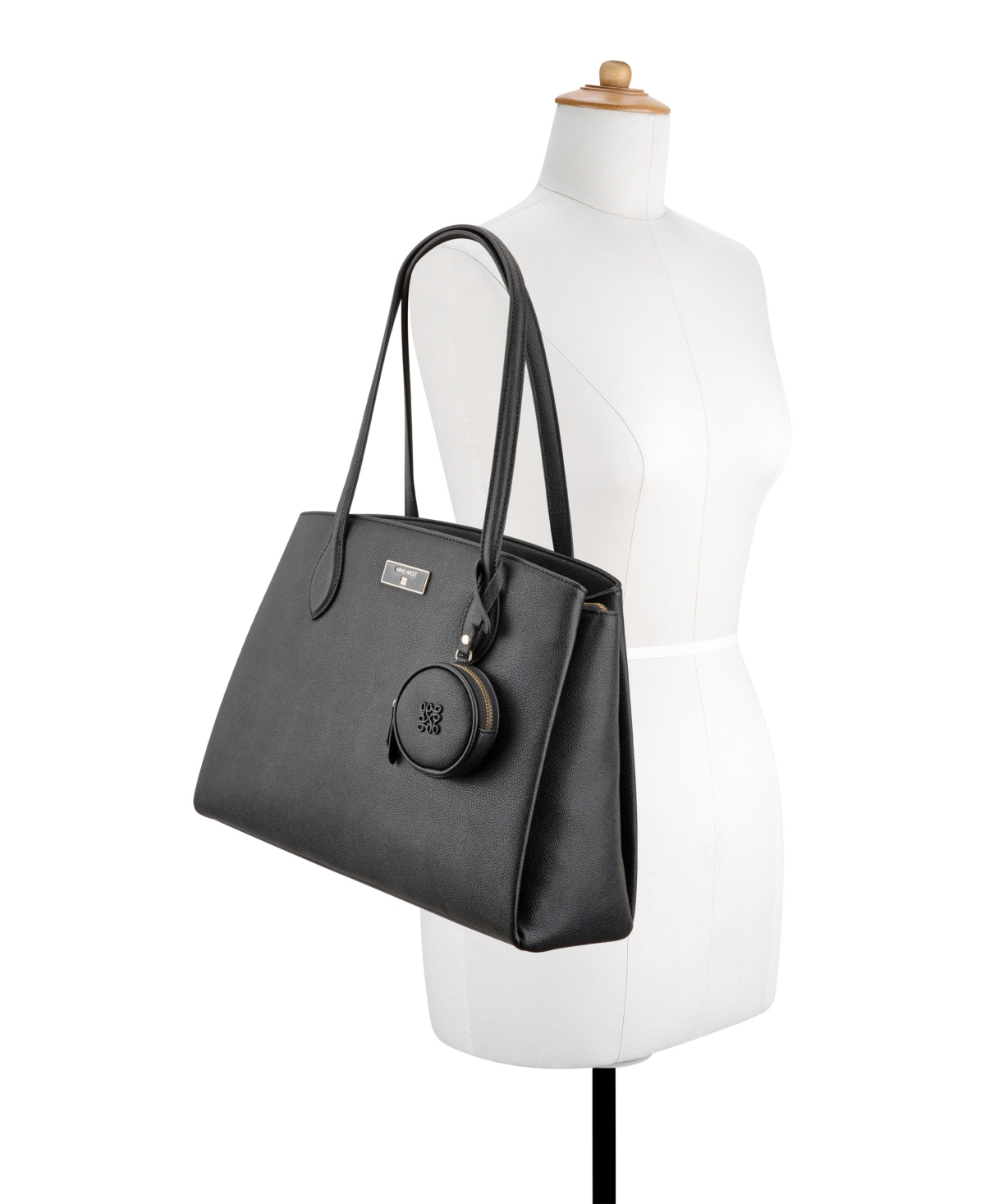 Nine West Mary Carryall Large Satchel Bag In Black