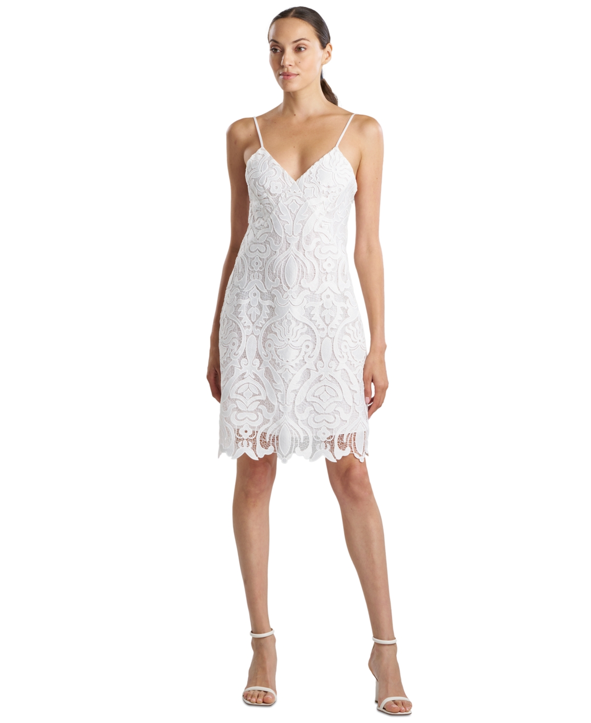Women's Suzani Lace Scalloped-Hem A-Line Dress - White