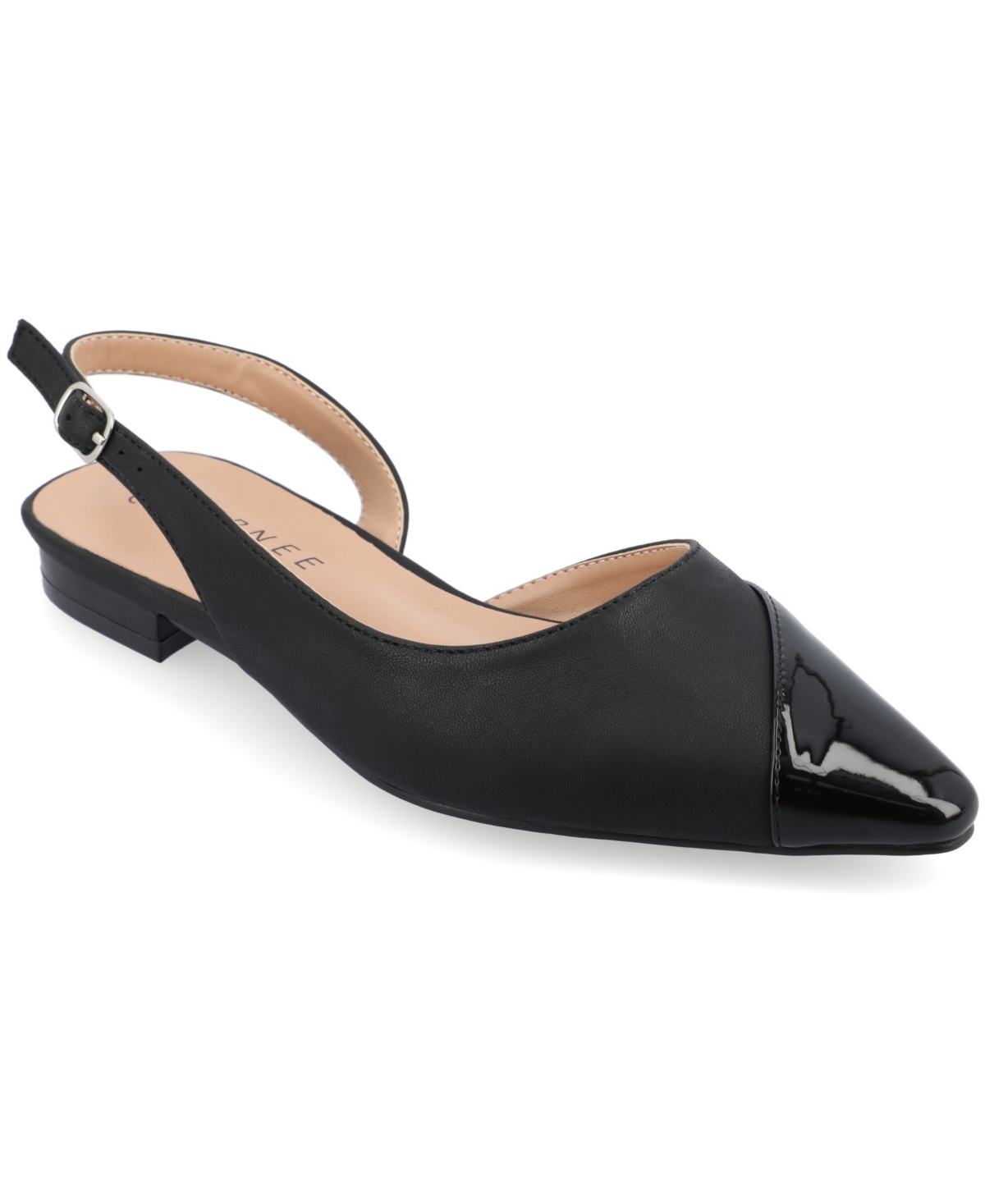Journee Collection Women's Daphnne Pointed Toe Slingback Flats In Black