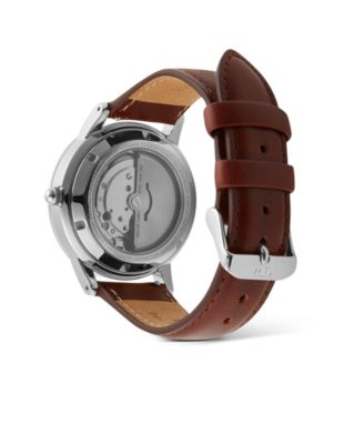 Men's Automatic Brown Leather Watch, 40mm