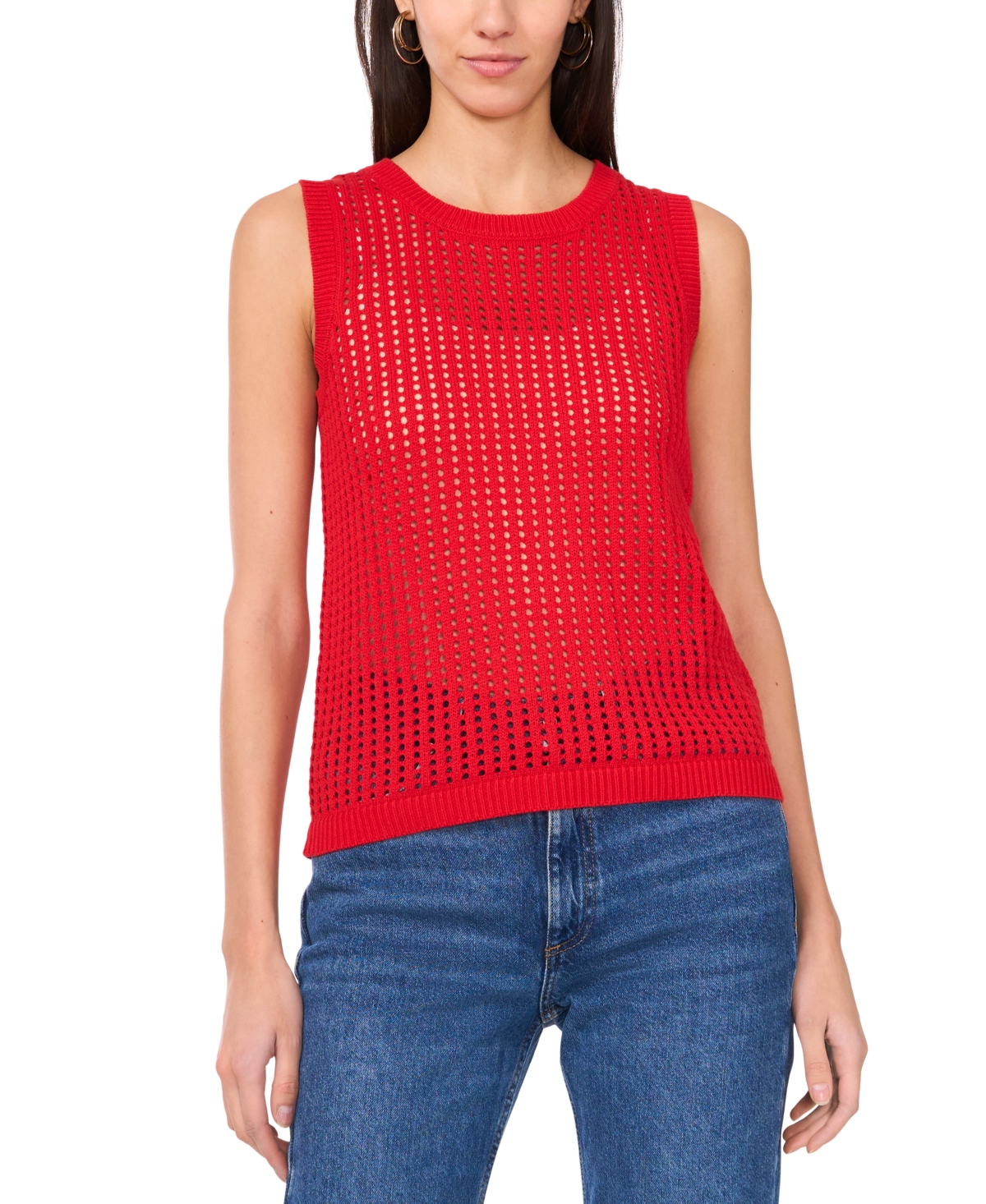 Sam & Jess Women's Open-knit Crochet Crewneck Sweater