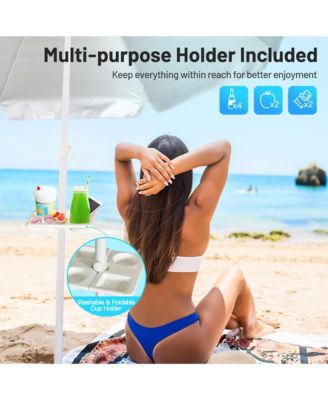 7.2ft Beach Umbrella Outdoor Patio Garden w/ Carrying Bag Sand Anchor