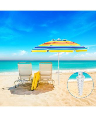 7.2ft Beach Umbrella Outdoor Patio Garden with Carrying Bag Sand Anchor