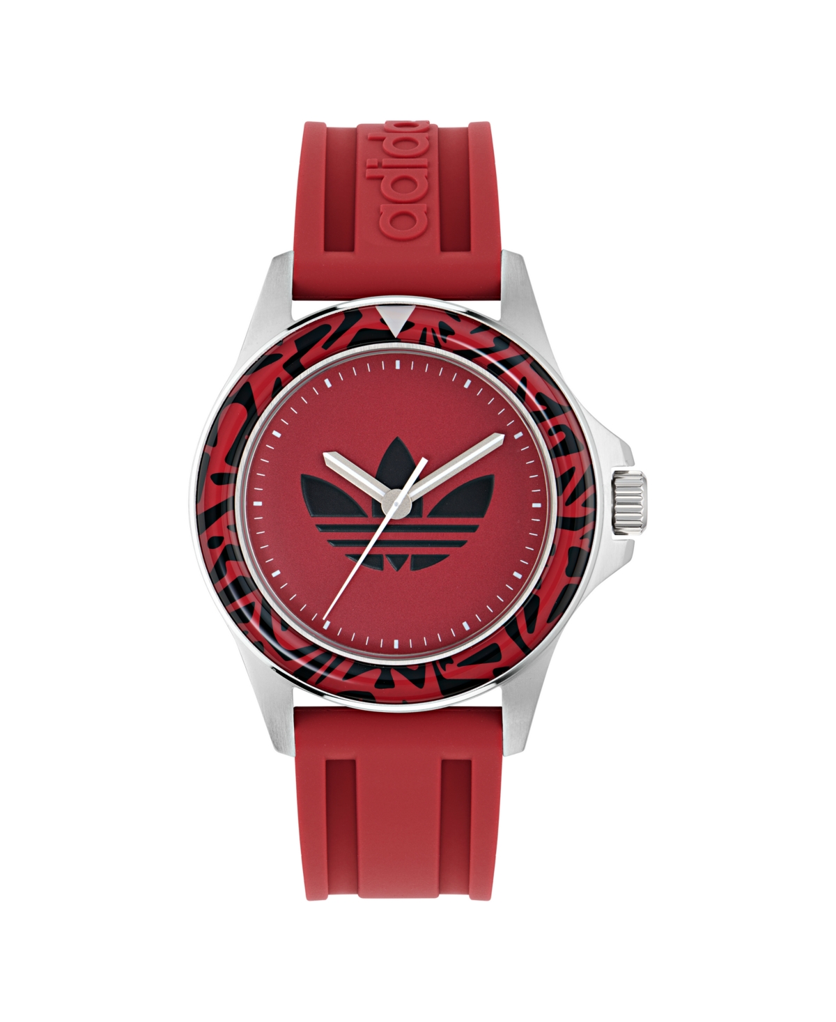 Adidas Originals Unisex Analog Red Silicone Watch, 44mm