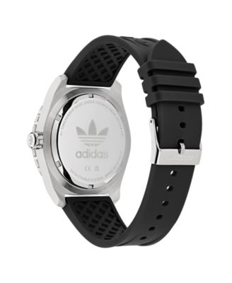 Unisex Analog Black Silicone Watch, 44mm