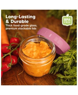 12pk Prep Baby Food Storage Containers, 4 oz Leak-Proof, BPA Free Glass Baby Food Jars for Feeding