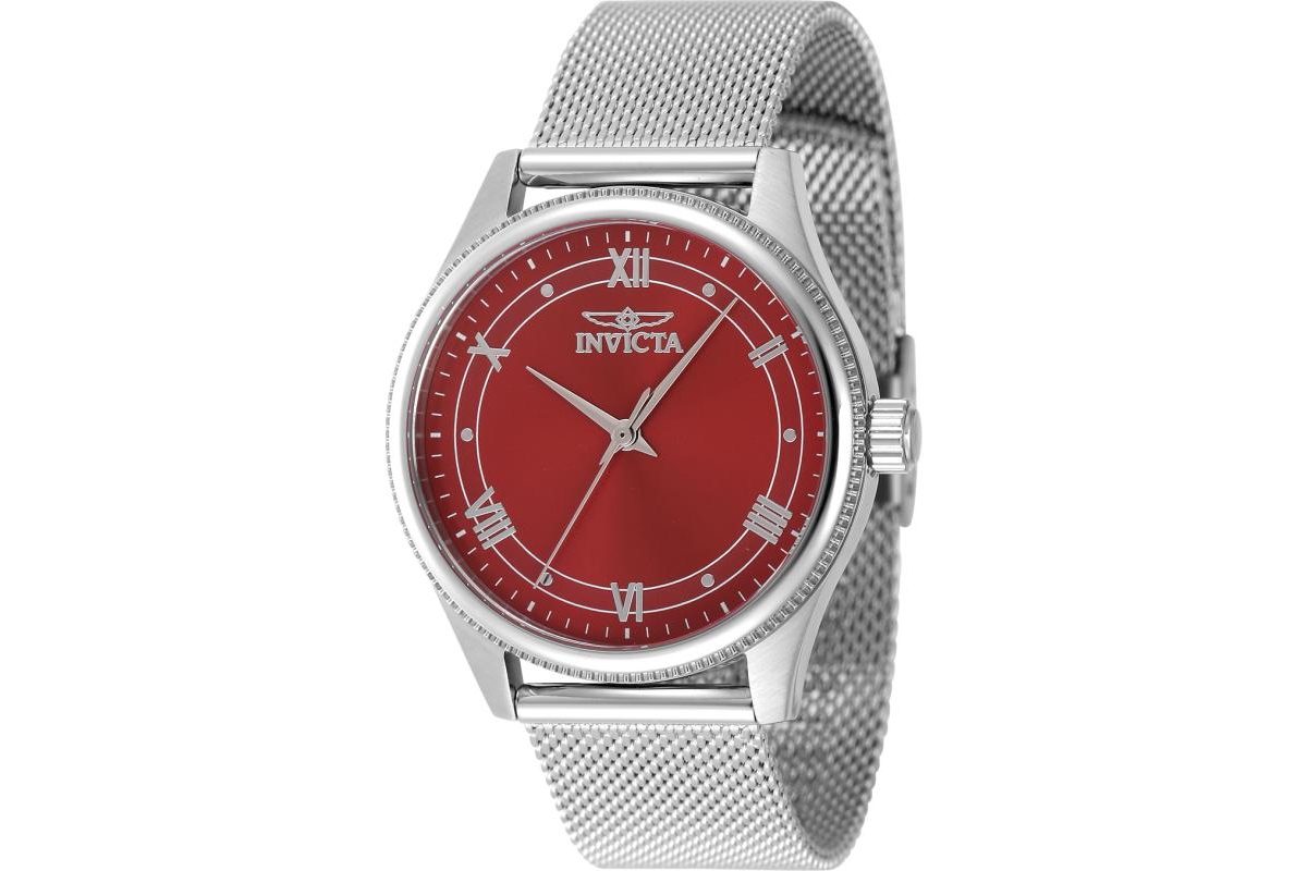 Women's 48488 Celestial Quartz 3 Hand Red Dial Watch - Silver