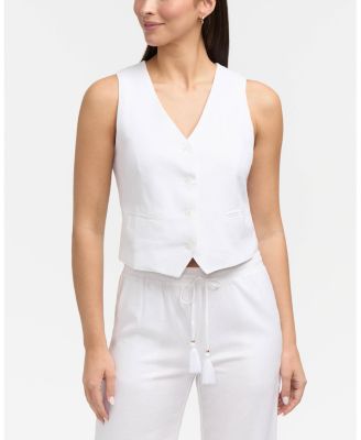 Women's Tailored Button-Front Linen Blend Vest