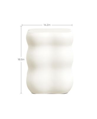 White MgO Modern Curves Square 18.5-Inch Tall Side Table, Indoor and Outdoor