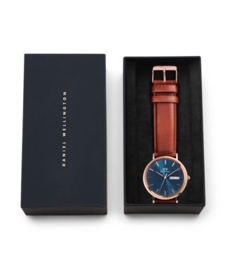 Men's Analog Brown Leather Watch, 40mm