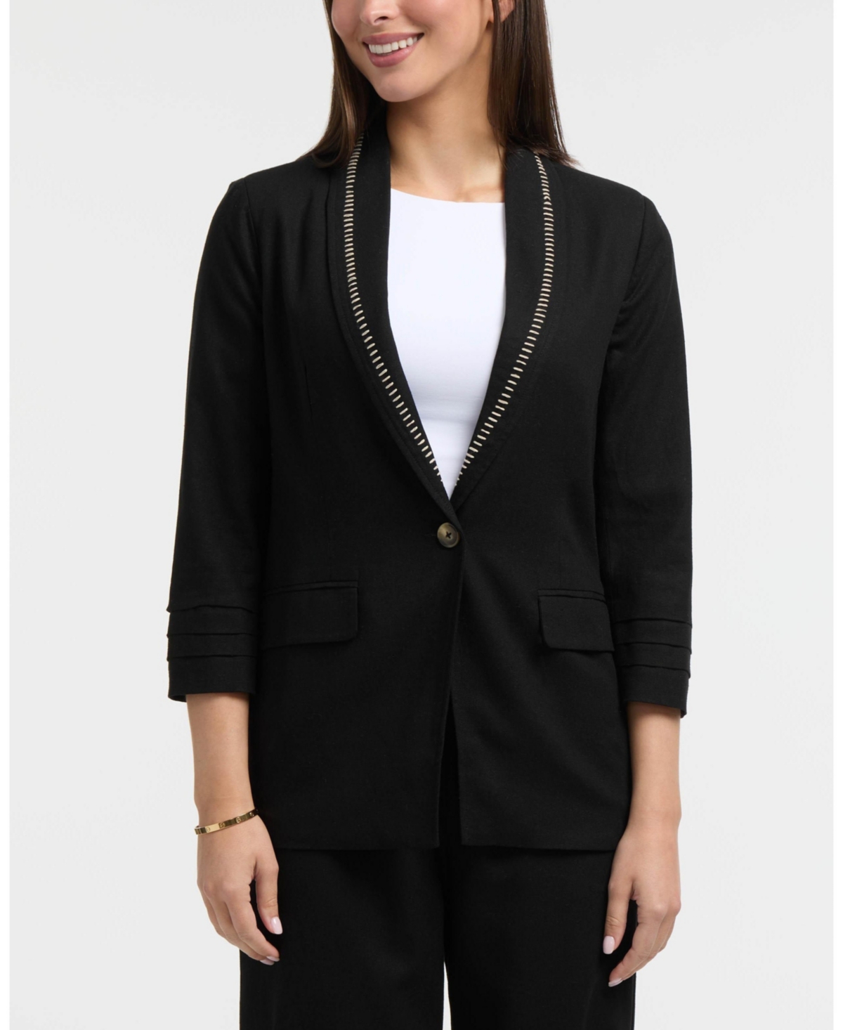 Women's Tailored Linen-Blend Blazer - Linen