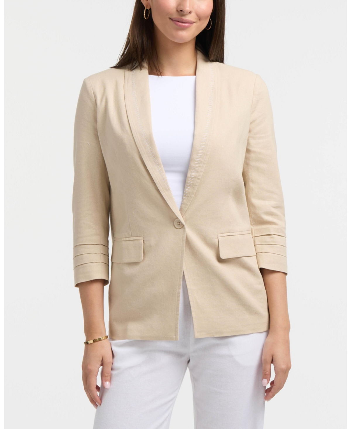 Women's Tailored Linen-Blend Blazer - Linen