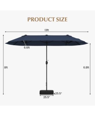 Gymax 13FT Double-sided Patio Umbrella w/ Crank Handle Umbrella Base Safety Lock