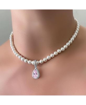 Princess Di Pearl Necklace in Argyle Pink