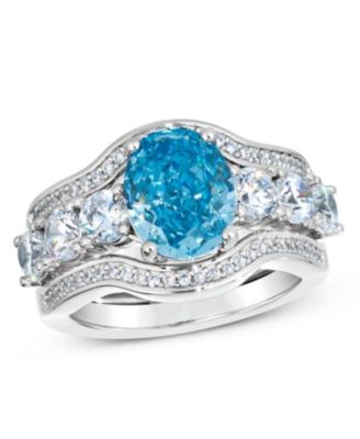 3 Carat Aquamarine Wedding Set