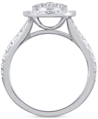 Diamond Oval Cluster Engagement Ring (1 ct. t.w.) in 14k White Gold