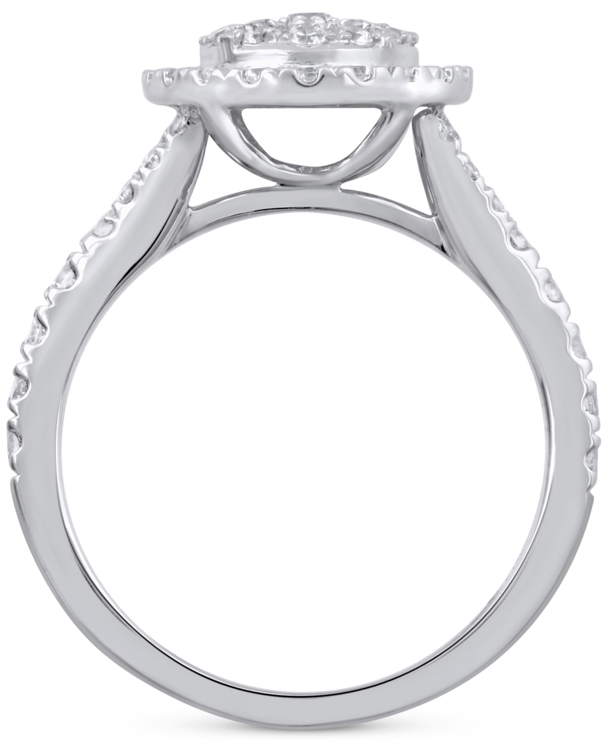 Macy's Diamond Oval Cluster Engagement Ring (1 Ct. T.w.) In 14k White Gold