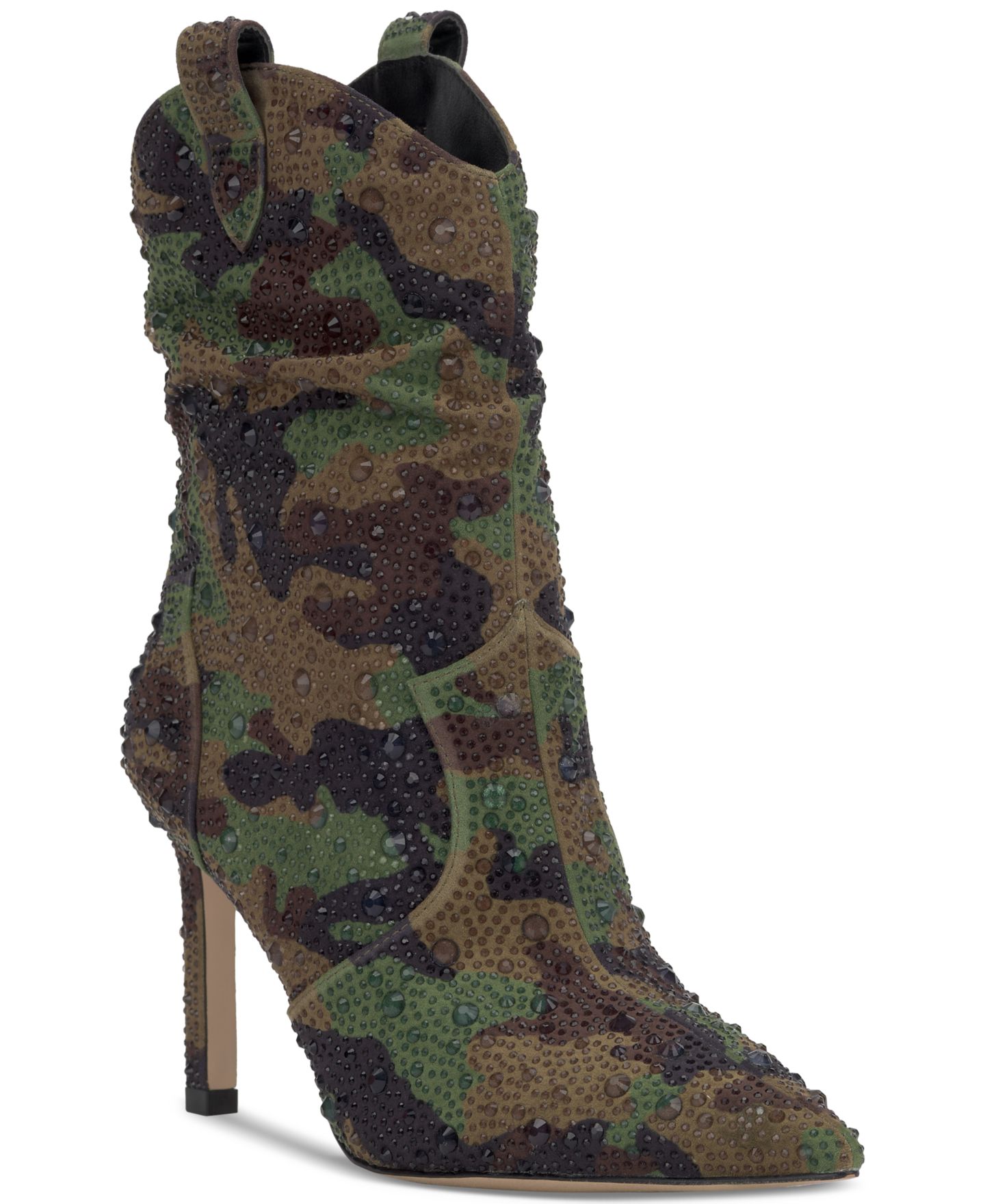 Женские ботинки Jessica Simpson Evgena Stiletto Western Booties, цвет: Зелёный разноцветный камуфляжный — фото 1