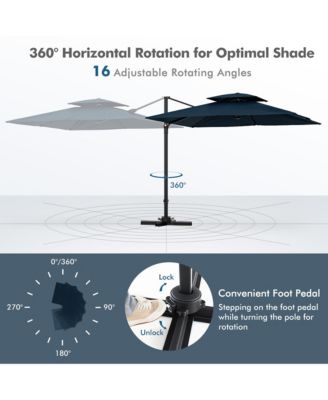 Patio 9.5FT Square Cantilever Offset Umbrella Double Vented 360° Heavy Duty